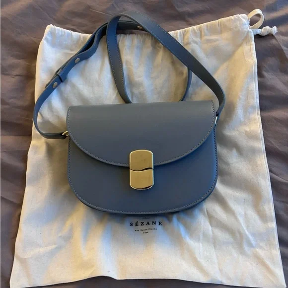 SOLD NWT Sézane Claude Bag in Smooth Vintage Blue - Picture 5 of 12